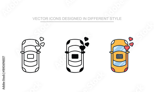 Honeymoon Car vector design in modern and trendy style icon
