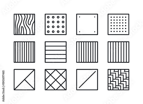 Architectural Icon Grid. Architectural Panels. Line icon set of