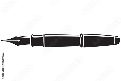 Black silhouette fountain pen icon on white background
