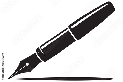 Black silhouette fountain pen icon on white background
