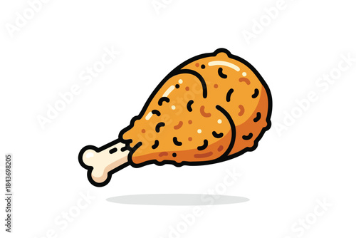 A stylized, cartoon chicken drumstick illustration, isolated on a white background