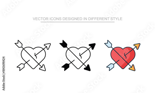 Crossed Arrows vector icon stock isolated on white sheet