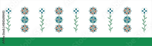 This is a digital illustration of a traditional Mughal art-style embroidery border design. 