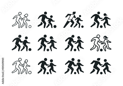 Family Sports Emblems. A family playing a sport together. Icon s