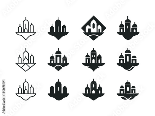 Utopia Logo Variations. utopia. Icon set. Set Logo of utopia: fl