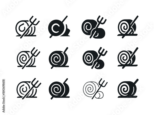Hay Bale Icons. hay bales. Icon set. Set Logo of hay bales: hay