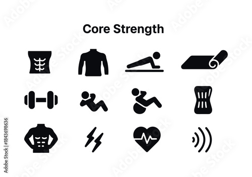 Core Strength Icons. Core Strength. Solid icon set of Core Stren