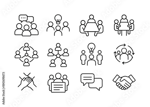 Team Collaboration Icons. Team Collaboration. Line icon set of T