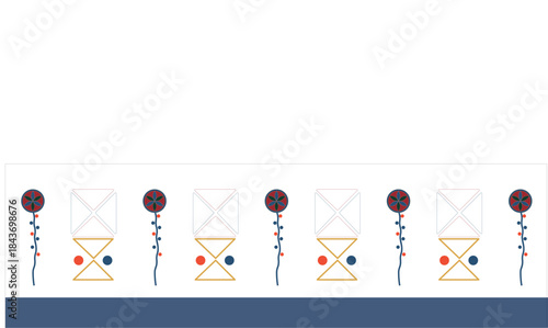 a border pattern that is a mix of
The style, with its repeating star shapes, stylized flowers, and specific green, orange, and teal color palette, strongly resembles traditional Islamic or Ottoman art