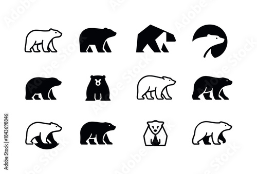 Arctic Bear Logos. Arctic. Icon set. Set Logo of Arctic: polar b