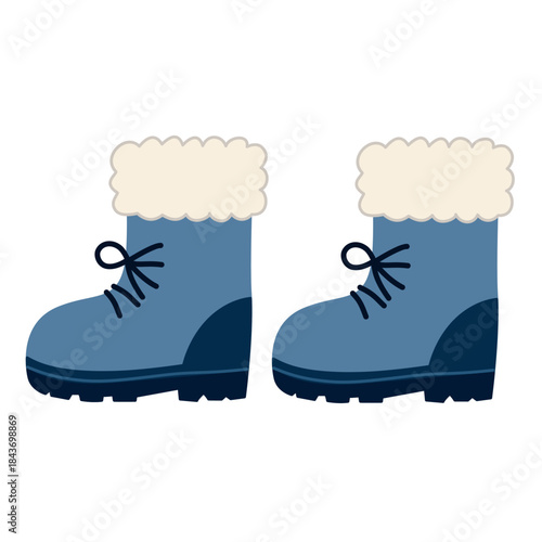 Warm Winter Boots in Cozy Flat Hand Drawn Style