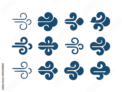 Chilly Breeze Icons. Chilly Morning Breeze. Icon set. Set Logo o