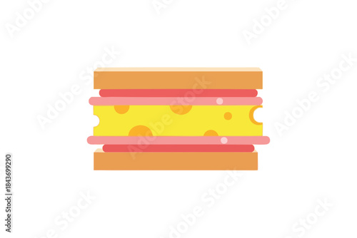 Cartoon sandwich with bread, cheese, and meat layers