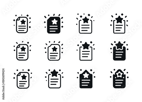 New Year Resolutions Icons. New year's resolutions written on pa