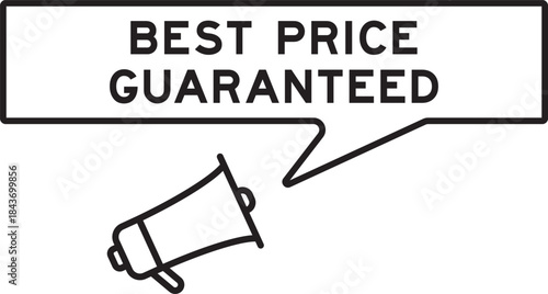 Megaphone icon with speech bubble in word best price guaranteed on white background