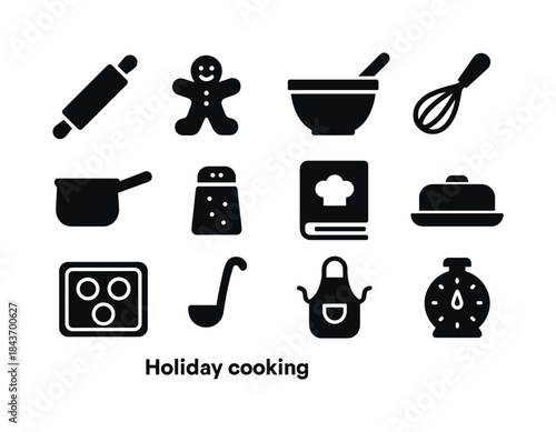 Holiday Cooking Icons. Holiday Cooking. Solid icon set of Holida