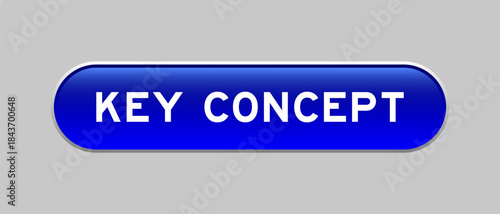 Blue color capsule shape button with word key concept on gray background