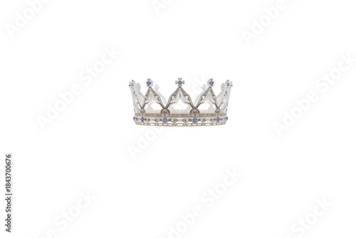 small, minimal silver and white jeweled crown with a delicate, simplistic design, no background svg