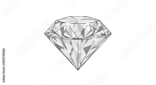 A clear, sparkling diamond with many facets reflecting light, presented on a white background