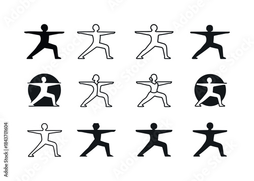 Yoga Icon Collection. People meditating or practicing yoga. Icon