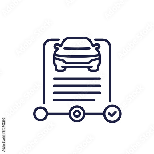 car registration line icon on white