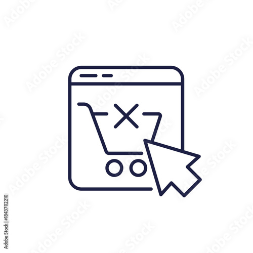 Cart abandonment line icon, sales and shopping