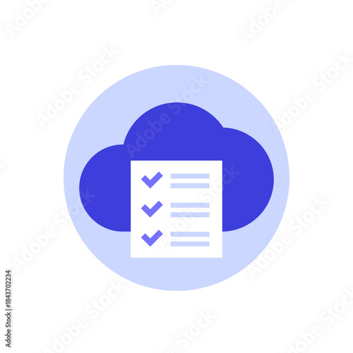 Checklist icon with cloud, flat vector design