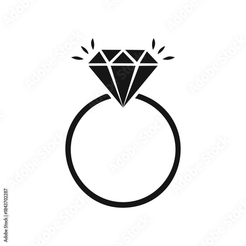 Black and white diamond ring vector icon symbol sign illustration design set web pattern star logo art crystal button