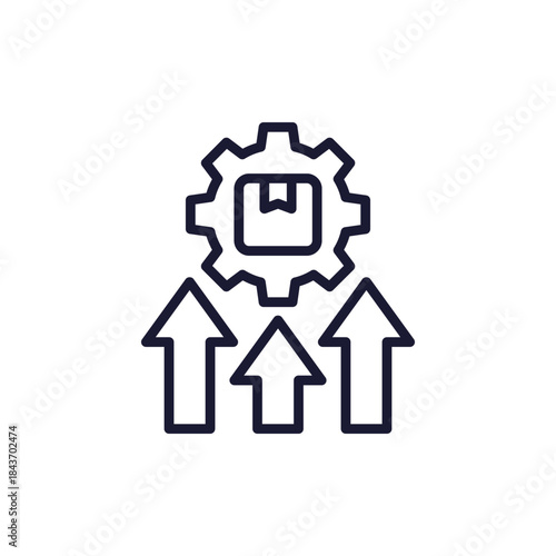 increase production line icon, pictogram on white