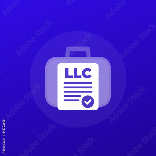 LLC icon with briefcase, Limited Liability Company, transparent design