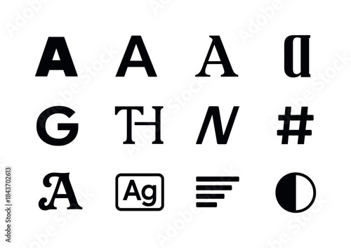 Modern Typography Icons. Modern typography styles. Solid icon se
