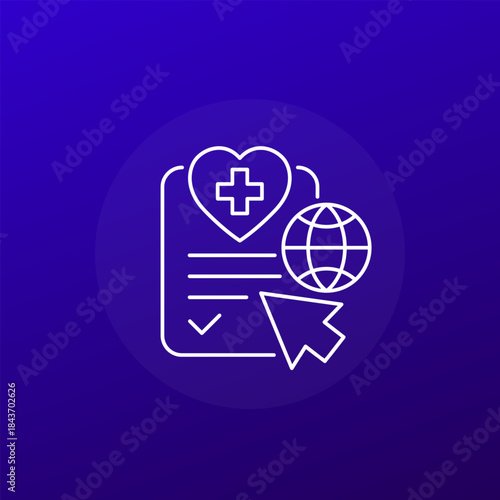 life insurance icon, international coverage line design