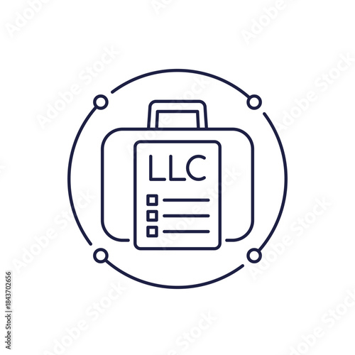 LLC line icon with briefcase, Limited Liability Company business concept