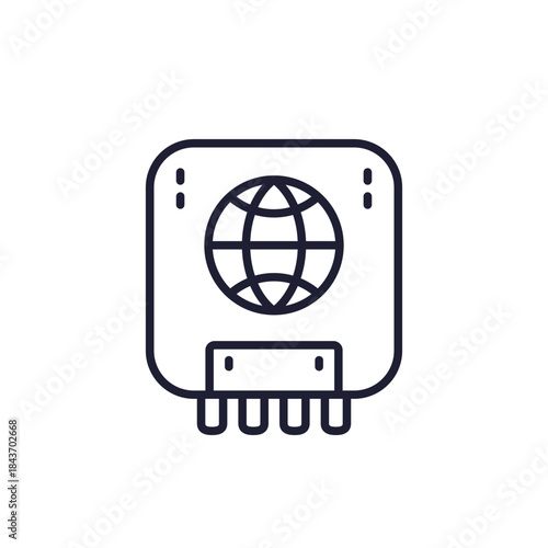 network terminal box line icon, internet modem vector