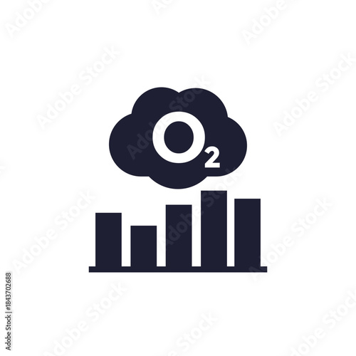 oxygen level icon with chart on white