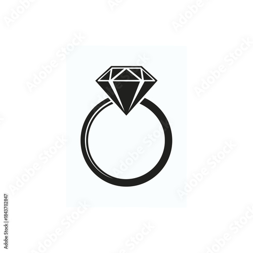 Luxury vector icon of a brilliant diamond engagement ring jewel symbol