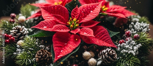 Beautiful poinsettia flower arrangement for christmas