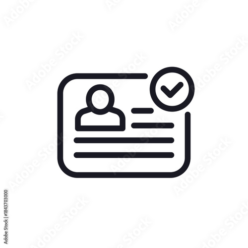 verify ID icon, identity verification line pictogram