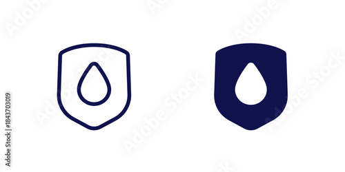 waterproof or water resistant icon, line and solid pictogram