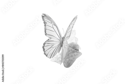 minimal white paper butterfly with folded wings and subtle shadows, no background svg