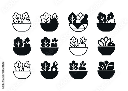 Healthy Eating Icons. Healthy Eating. Icon set. Set Logo of heal