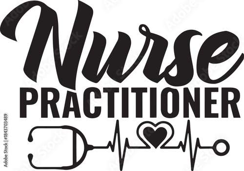 Nurse practitioner stethoscope heartbeat medical professional design