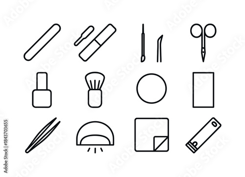 Manicure Tools Icons. Manicure tools. Line icon set of manicure