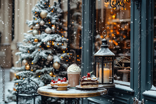 Snow-Kissed European Holiday Café Atmosphere