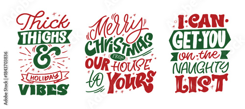 Hello 2026. Merry Christmas and Happy New 2026 Year - cute hand drawn doodle lettering postcard.  Holly Jolly, Tis the season.