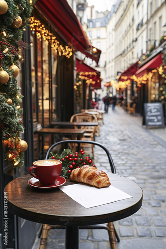 Warm Christmas Morning Café Street Elegance