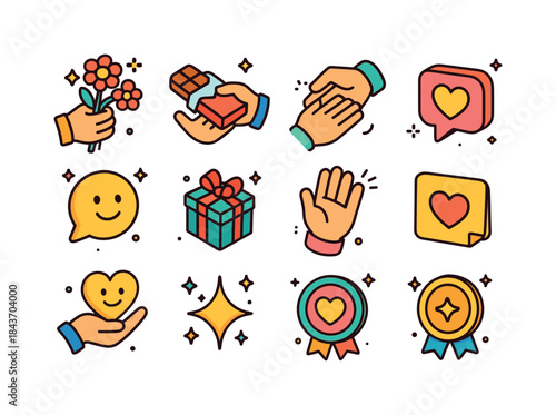 Acts of Kindness Icons. Acts of kindness. Colorful isometric vec