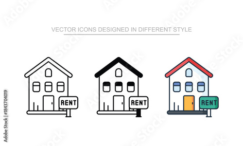 House for rent vector icon stock isolated on white sheet