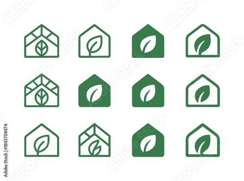 Greenhouse Logo Variations. greenhouse. Icon set. Set Logo of gr