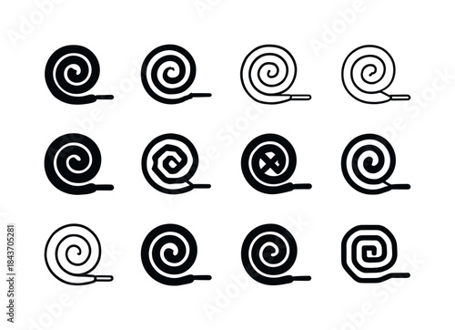 Shoe Lace Logos. shoe lace. Icon set. Set Logo of shoe lace: lac